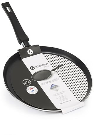 Crepe Pfanne Induktion 26cm - Pfluon Pfannkuchenpfanne - Antihaft Pfanne für alle Herdarten - Aluminium Induktionspfanne Beständig gegen Kratzer und Abrieb