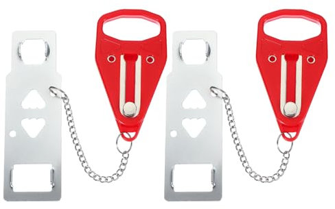 PATIKIL Cerradura de Puerta de Hotel, 2 Unidades, Cerradura Adicional Resistente para Mayor Privacidad y Seguridad Perfecta para Viajes, Hotel, Hogar, Apartamento, Agujero Único, Rojo