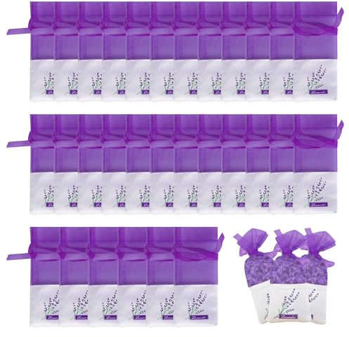 30 Pcs Lavender Bags Empty for Wardrobes, Muslin Empty Sachets Bag for Potpourri, Natural Fragrance Fresheners for Closet, Drawers Storage Repellent Scented Pouches for Aromatic for Car Cupboard Shoes