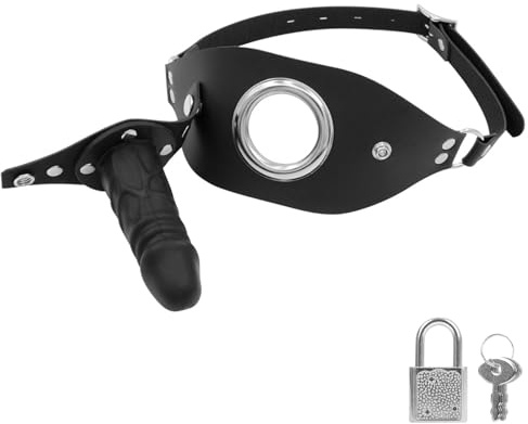 ReptiLeisure Penis Mouth Gag, Detachable Dildo Gag with Lock Strap On BDSM Gag Adult Sex Toy (Black)