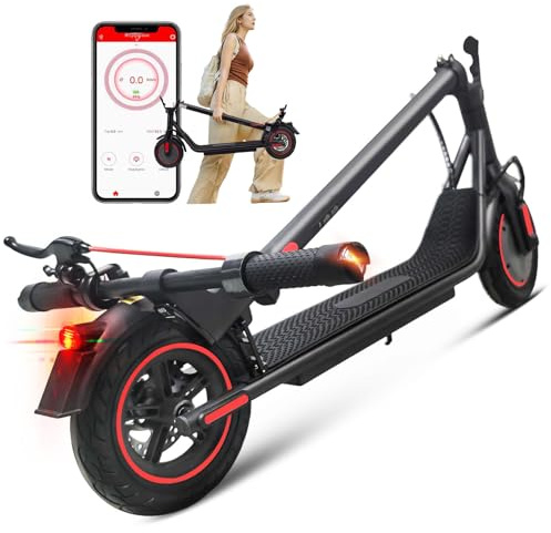 TYOKUM Electric Scooter 10 inch Big Solid Tires, Electric Scooters Adult, 3 Speed Mode, Foldable Electric Scooters with APP, Double Braking System E Scooter for Adults and Teens Gifts