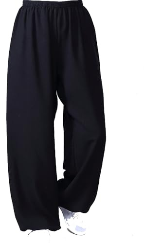 Pantaloni di Arti Marziali di Cotone E Lino Donne Uomini Traspiranti Kung Fu Pantaloni da Vestiti Tai Chi per Chun di Ala da Yoga con Tasche(Size:XXL,Color:C)