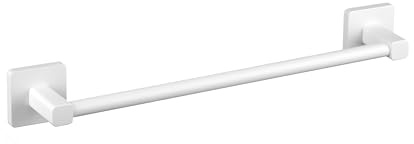 TATAY Toallero de Baño Kalo 100% Inoxidable Instalación sin Taladro | Toallero Baño | Medidas 7x6,5x45 cm | Fijación Adhesiva 3M | Uso Cómodo | Resistencia 10kg | Acabado Mate y Elegante, Blanco