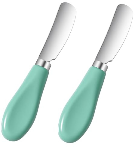 Xinjoduz 2 Stück Klein Butter Applikator Käsemesser Set 13×2.6 cm Edelstahl Buttermesser Butterstreichmesser Spreader für Butter Käse Marmelade, Buttermesser Küchenwerkzeug für Frühstück und Partys