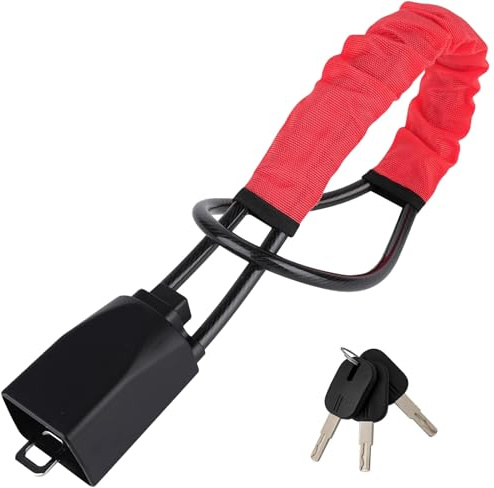 Steering Wheel Lock with 3 Keys,Seat Belt Lock High Visibility Car Locks Cut Resistance Anti-Theft Device Universal Steering Wheel to Seat Belt Locks for Cars SUV Van Golf RVs Cart Truck (Red)