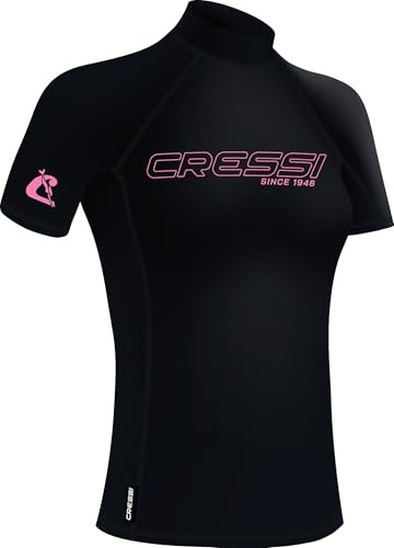 CRESSI Sentinel Lady Camiseta de Manga Corta Protección Solar UPF 50+, Sechado Rápido, Natación Surf Buceo Pesca Playa Piscina y Deportes Acuáticos Mujer (Pack de 1)