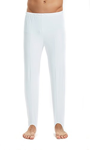 Mens and Boys Gymnastics Pants Leotard Youth Ballet Tights Stirrup Pants for Dance Yoga Practice Athletic White