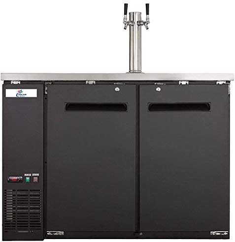 cooler depot Beer Keg Dispenser Kegerator 48 Commercial Refrigerator double Tap Black, Two Half Keg One Tower