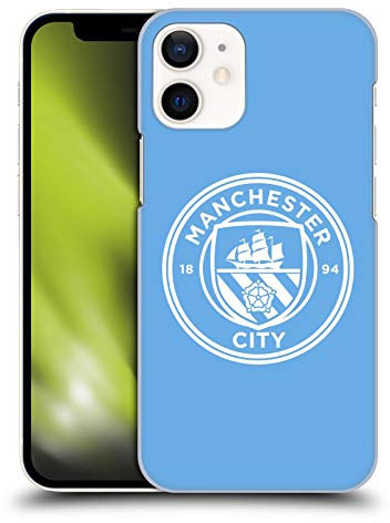 Head Case Designs Officially Licensed Manchester City Man City FC Blue White Mono Badge Hard Back Case Compatible With Apple iPhone 12 Mini