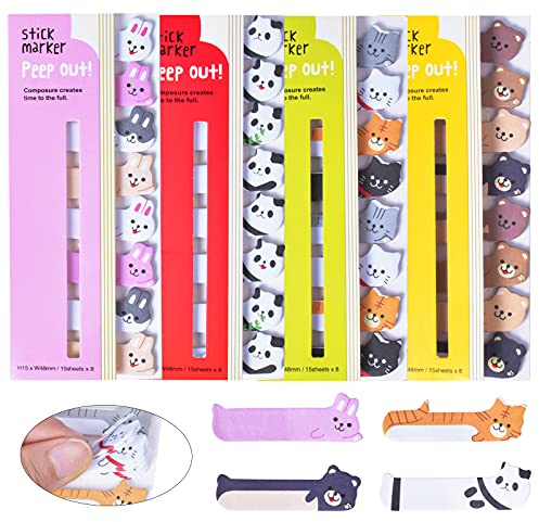 4Set Onglets d’Index, Index Tabs en Forme d’Animal, Notes Adhésives, Étiquette Marque Page, Marqueur de Page Onglets d’Index pour Écoles Bureau Maison