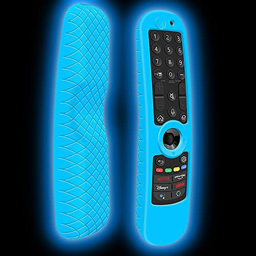 Funda de Silicona para Mando LG Magic MR21GA MR22GA MR23GA MR24GA Antideslizante Funda Protector Compatible con Mando TV LG Magic Control 2021-2024 (Glow Blue)