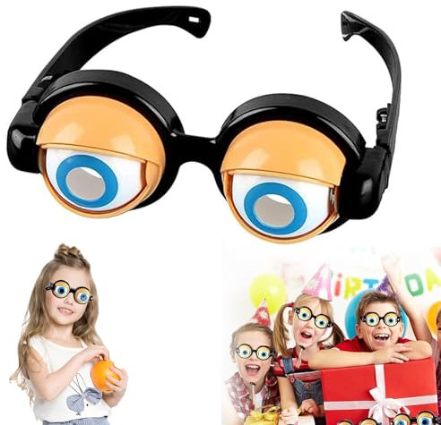 Tadpolez Lustige Brille,Verrückte Augen Spielzeug Zubehör Lustige Streiche Brille Spielzeug Kinderparty Für Halloween Weihnachten Geschenk Gag Spielzeug (Gelb)