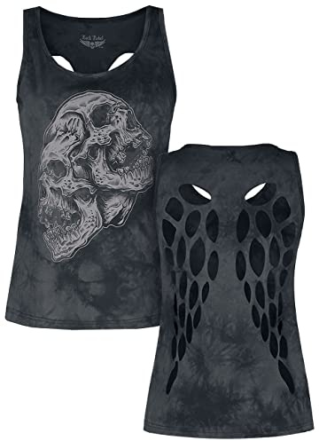 Rock Rebel by EMP Mujer Top Negro con Estampado Frontal y Recortes en la Espalda L