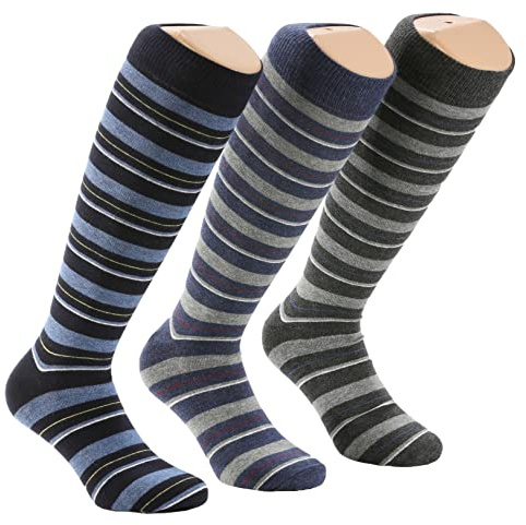 Easy8 Righe 40-45, Calze da Uomo Lunghe in Caldo Cotone, 6 PAIA, Calzini Uomo Lunghi, Colorati, Fantasia, Calzini Eleganti, Caldi, Invernali, Alti, Calzettoni