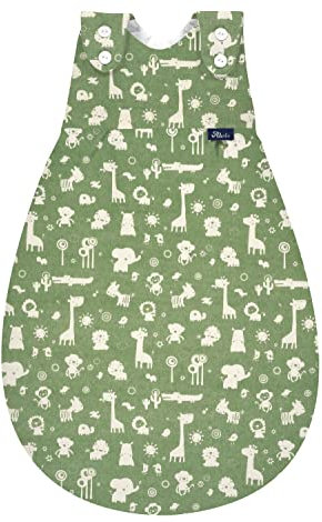 Alvi Baby-Mäxchen Außensack, Schlafsack mitwachsend, Baumwoll Schlafsack mit Strampelfreiheit, Babyschlafsack, Ganzjahresschlafsack (Granite Animals, 62/68)