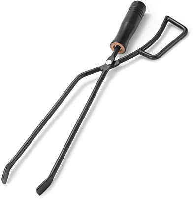 SPYMINNPOO Chimenea con Agarrador de Troncos, Pinzas para Fuego con Mango de Madera Aislado Agarre Mejorado Agarrador de Troncos Tijeras para Leña Suministros para Acampar