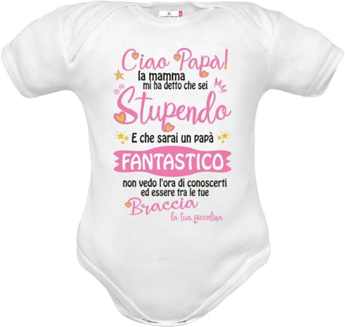 Corrdino Neonato Tutine Body Capello Bavette In Cotone Con Frasi Per Futuro Papà, Regalo Di Nascita Sarai Papà Sto Arrivando