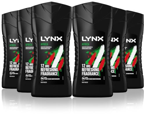 Lynx Africa 12-H Refreshing Fragrance Shower Gel Body Wash for Men, 225ml (Pack of 6)