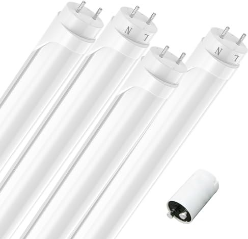 JESLED Lot de 4 tubes fluorescents LED 90 cm T8 G13 sans scintillement 12 W 1980 lumens (165 lm/W) Blanc froid 6000 K avec démarreur pour garage, atelier, luminaire sous meuble, bureaux