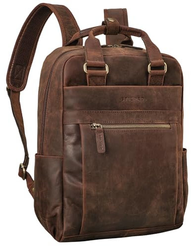 STILORD 'Silva' Großer Business Rucksack Leder Tagesrucksack für Herren und Damen Arbeitsrucksack Vintage Lederrucksack Studenten 2 in 1 Schulter-Rucksack Tasche Echtleder, Farbe:zamora - braun