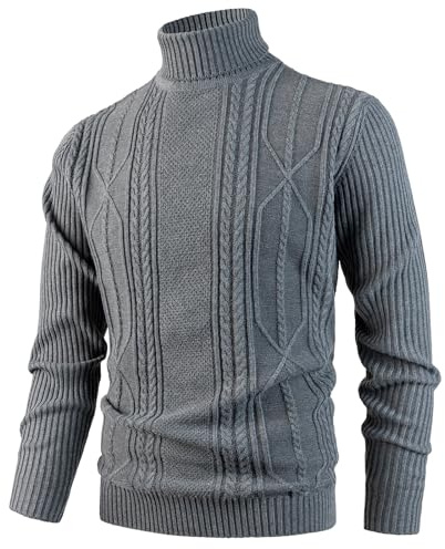 OlyljpinZ Maglione Dolcevita da Uomo Maglioni Lavorato a Maniche Lunghe Invernale Caldo Sweater a Collo Alto Giacca in Maglia a Cavo Pullover Casuale Tinta Unita Classico Business Felpa