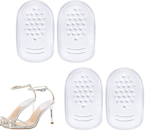 Gel Heel Cups, 2 Pair Silicone Pads for Plantar Fasciitis Support, Bone Spur and Achilles Tendonitis (L)