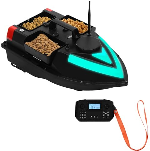 DCSYOG Bateau amorceur GPS Bateau amorceur 500 m avec Bateau de Livraison d'appâts GPS Bateau amorceur de pêche à Double Moteur Croisière/Retour/Correction d'itinéraire Automatique avec lumières