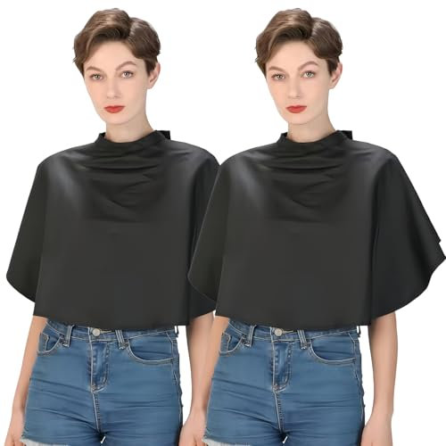2 Pz Mantelle Corta per Taglio Capelli, Mantelle da Taglio Parrucchiere, Scialle per Barbiere in Nylon, Mantelle per Shampoo Impermeabile, Mantella da Trucco, Sciarpa per Taglio Capelli da Salone (A)
