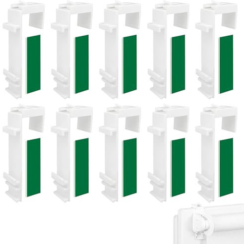 Rollo Halterung Fenster, 10 Stück Klemmhalter Halterung, Doppelrollo, Duorollo ohne Bohren zum Klemmen und Kleben, Fensterhaken Zum Einhängen für Jalousien Fenster, am feststehenden PVC-Fenster