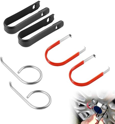 ZWWOGE Strumento Rimozione Pizze Cerchi Auto - 6 Pezzi: Chiavi per Copridado e Tappi per Bulloni Ruote. Facile da Usare e Resistente per Sostituire Copri Bulloni Cerchi su Auto.