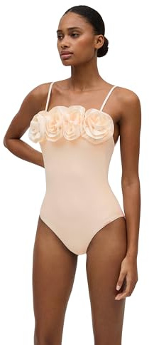 YSABEL MORA Bañador Anudado Detalle Flores Volumen - Comodidad y Estilo con Copa B, Diseño Bandeau 3D, Anudado Espalda, Sin Aro, Relleno Extraíble, Braga Clásica, Poliamida Elastano Colección