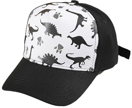 QKURT Cappellino da Baseball per Bambini, Cappello Estivo da Sole, Berretto Sportivo con Protezione UV, Cappello da Camionista Regolabile con Motivo a Dinosauro per Bambini dai 3 agli 8 Anni