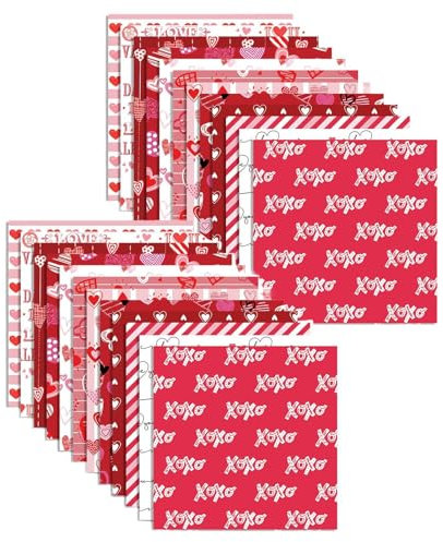 Alla hjärtans dag-mönsterpapper, hjärtformat scrapbooking-papper – 24 stycken specialpapper för alla hjärtans dag scrapbooking – dubbelsidig hjärtformad kartong för en
