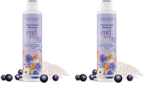 Jean & Len Traumlocken Shampoo Reiswasser & Açaibeere, für lockiges & welliges Haar, verleiht Sprungkraft & Volumen, fruchtiger Beeren-Duft, Haarshampoo, ohne Parabene & Silikone, vegan, 300 ml