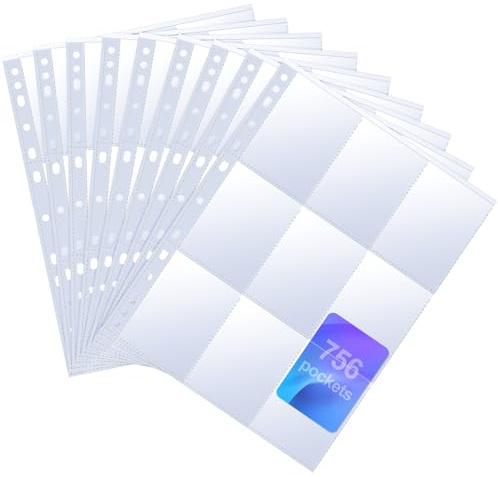 Euqvunn Raccoglitore Carte, 42 Fogli 756 Tasche Transparent Bustine per Carte, Card Sleeves con Bordi Anti-Rottura, Buste Cartes per Pokemon, Yu-Gi-Oh, MTG, Carte Sportive