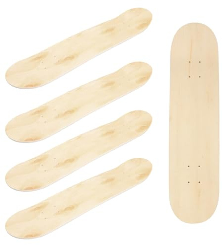 Pack of 5 Blank Skateboard Decks, Maple Wood 7-Layer Skate Deck, Highly Elastic DIY Stain Board Panel 80 x 20 cm
