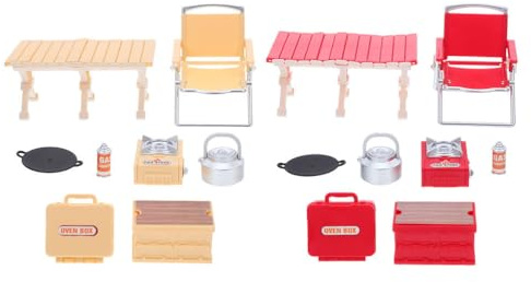 Milisten Juego de 2 Juegos de Camping para casa de muñecas: Kit de Barbacoa a Escala 1:12 - Herramientas de Cocina en Miniatura - Muebles de casa de muñecas para jardín de Hadas, Patio, Cocina, Juego