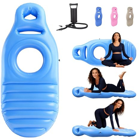 DpTerranubis Cuscino gonfiabile per la gravidanza, materasso gonfiabile in PVC perforato, materassino per sdraiarsi sulla pancia, galleggiante per chi dorme a pancia in giù (con pompa) (Blue)