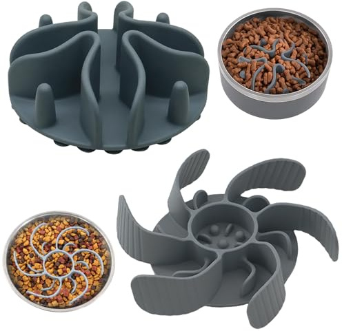 2 Pcs Slow Feeder Dog Bowl Insert Silicone Slow Strong Suction Cups for Dog Bowls Eating Grey Pet Licking Silicone Feeding Pet Accessories Anti Stick Supplies Slip Tool