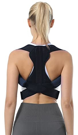 Correttore Posturale Cintura di Sostegno per la Schiena Clavicola Colonna Vertebrale Lombare Corsetto per Allenatore per la Schiena per Uomini e Donne (Colore : Nero, Dimensioni : S)