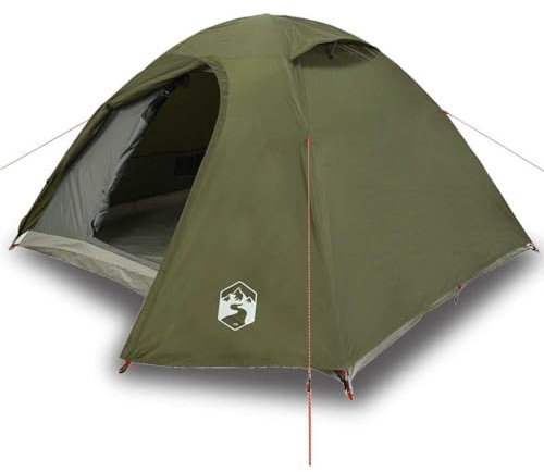 HFXHIJXQ Tienda de campaña de cúpula para 4 personas, color verde oliva, poliéster 185T, con toldo y bolsa de transporte, ligera para camping, senderismo y viajes al aire libre
