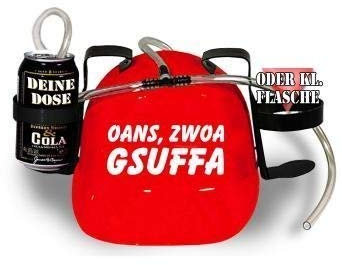 Trinkhelm Spaßhelm mit Printmotiv - OANS ZWOA GSUFFA - 51609 - versch. Farben zur Wahl Farbe rot