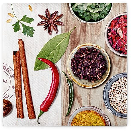 Sovie HOME Serviette Spicy aus Linclass Airlaid, 40x40cm, 12 Stück, 1/4 Falz, Paprika Chilli Peperoni, hochwertige stoffähnliche Einwegserviette - Ideal für Gartenpartys