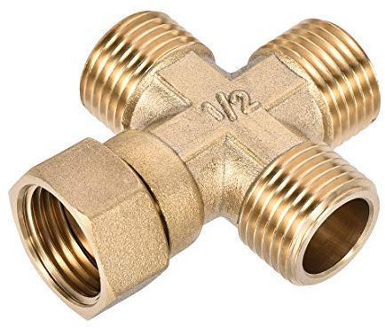 Laiton Croix Raccord De Raccord 1 / 2G Mâle Femelle Fileté Coupleur Réduisant Joint Quatre Voies 60mm X 51mm