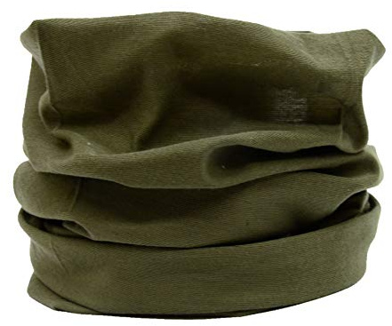 L&H Men Women Unisex Seamless Headband Bandana Snood Face Cover Mask Multifunctional Tube Neck Gaiter Warmer Balaclava Gym Sports Cycling Yoga Head Hair Band Wrap (Plain Khaki Green)