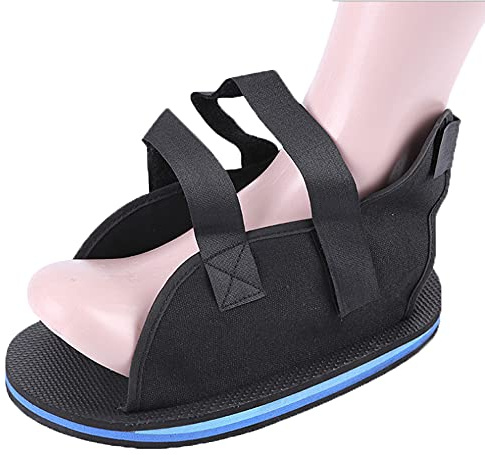 Chaussure de Plâtre Post-opératoire chausson Ouverture Large orthopédique chirurgicale pour fracture de pied Sangle Réglable chaussure de rééducation Antidérapant pour la Pied Gauche ou Droite M Noir