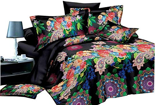 Super Soft Non Iron 3D Printed Duvet Cover Set Single Bed Include Duvet Cover + Fitted Sheet, Pillow Case - All Season 3 Piece Bedding Sets for Bedroom Decor - Black 286