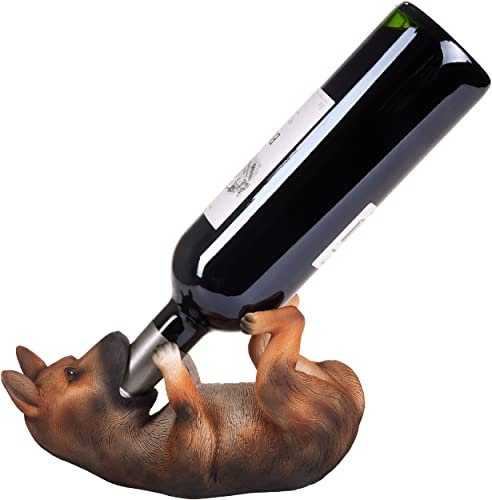 BRUBAKER Weinflaschenhalter durstiger Hund - Deutscher Schäferhund - Flaschenhalter Trinkende Tiere - Flaschenständer lustig - Deko Figur Handbemalt Barzubehör - Witzige Dekoration - Wein Geschenk