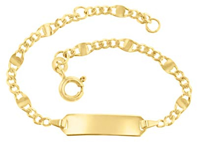 JC Trauringe Baby- & Kinder ID-Armband Goldarmband 333 Gold 14 cm I Panzersteg Armband mit Gravur Taufarmband Gold Namensarmband Kinderschmuck | Nickelfrei | Made in Germany I I 5.53665