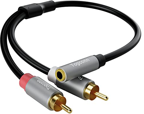 Togconn 3.5mm to 2 RCA Cable ，Stereo RCA Y Splitter 3.5mm Female to 2RCA Male Stereo Audio Adapter, for TV, Smartphones, MP3, Tablets, Speakers (10 Inch/25CM)